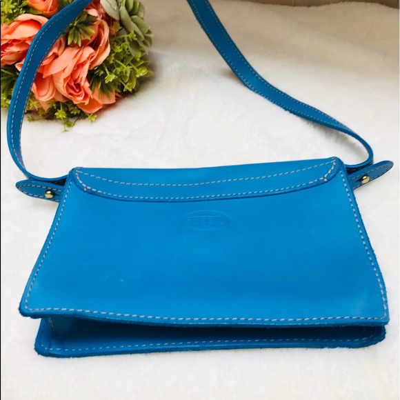 Fossil Blue Cowhide Leather Top Flap Handbag - Picture 5 of 8